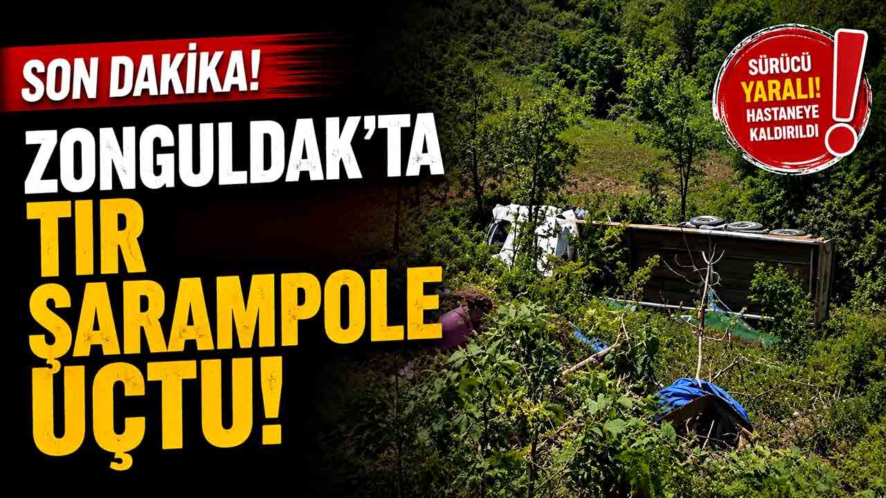 Zonguldak’ta kontrolden çıkan tır şarampole uçtu