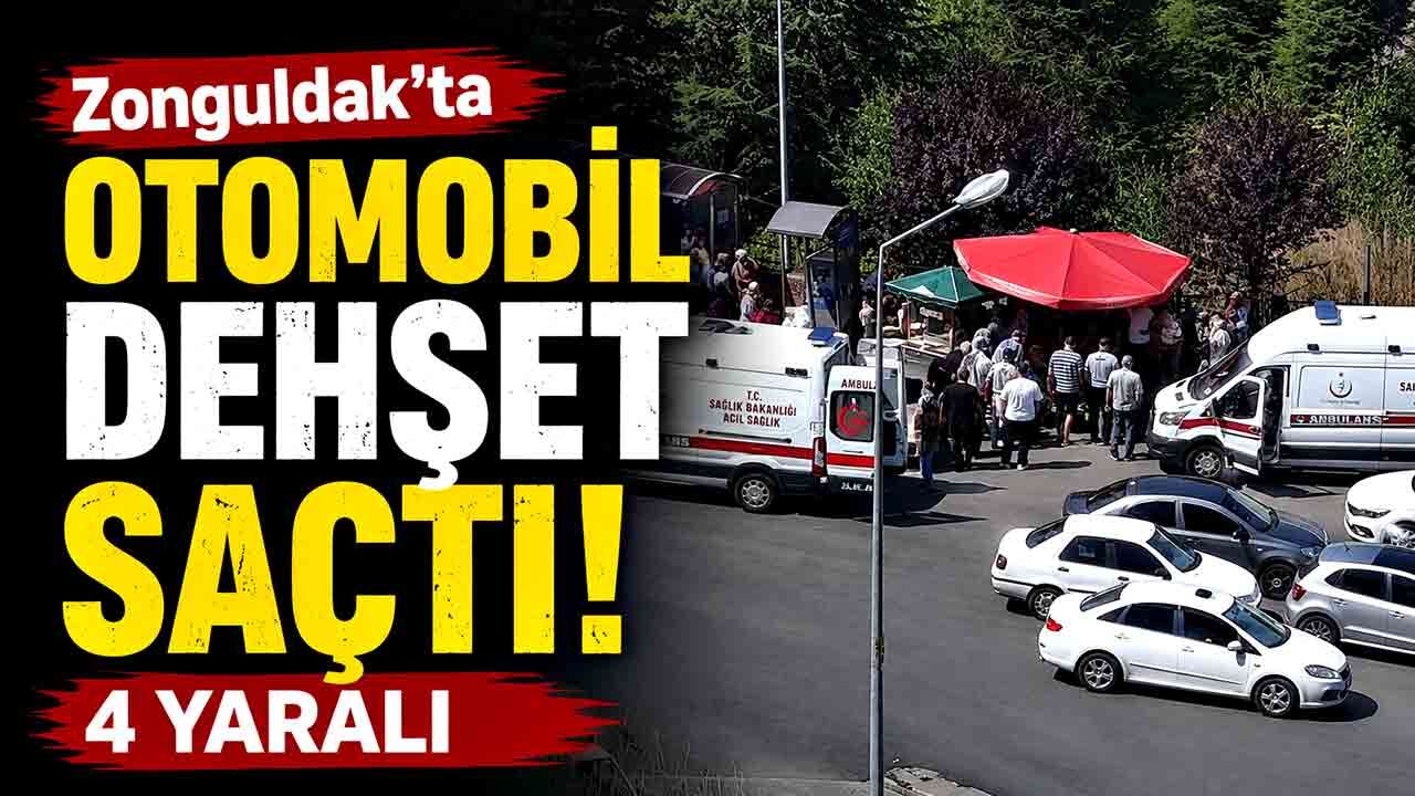 Otomobil kalabalığın içine daldı!