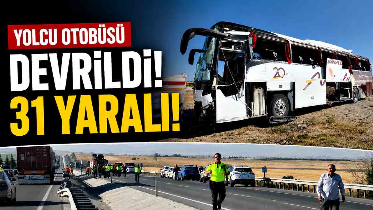Yolcu otobüsü devrildi: 31 yaralı