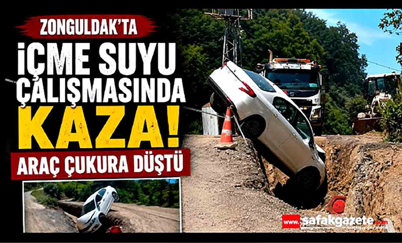 Zonguldak'ta korkutan kaza! Otomobil su kanalına düştü