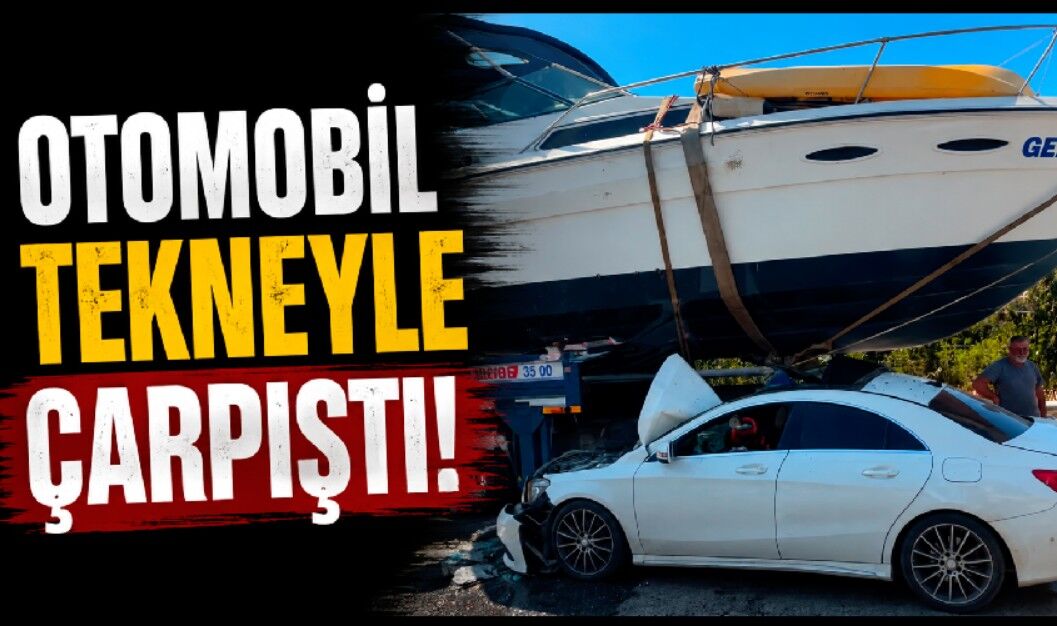 İlginç kaza: Otomobil tekneyle çarpıştı