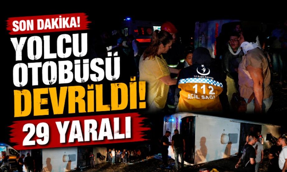 Yolcu otobüsü devrildi; 29 yaralı