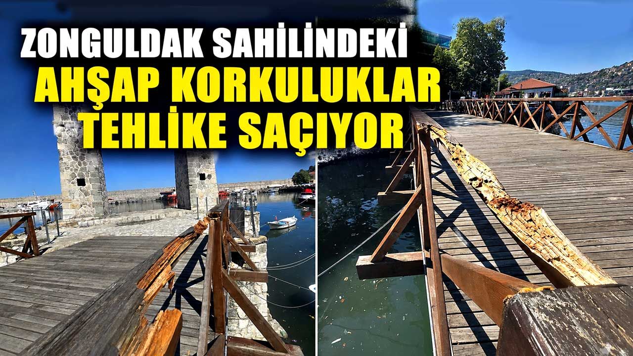 Zonguldak sahilindeki ahşap korkuluklar tehlike saçıyor
