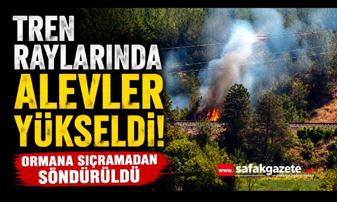 Tren raylarında çıkan yangın büyümeden söndürüldü