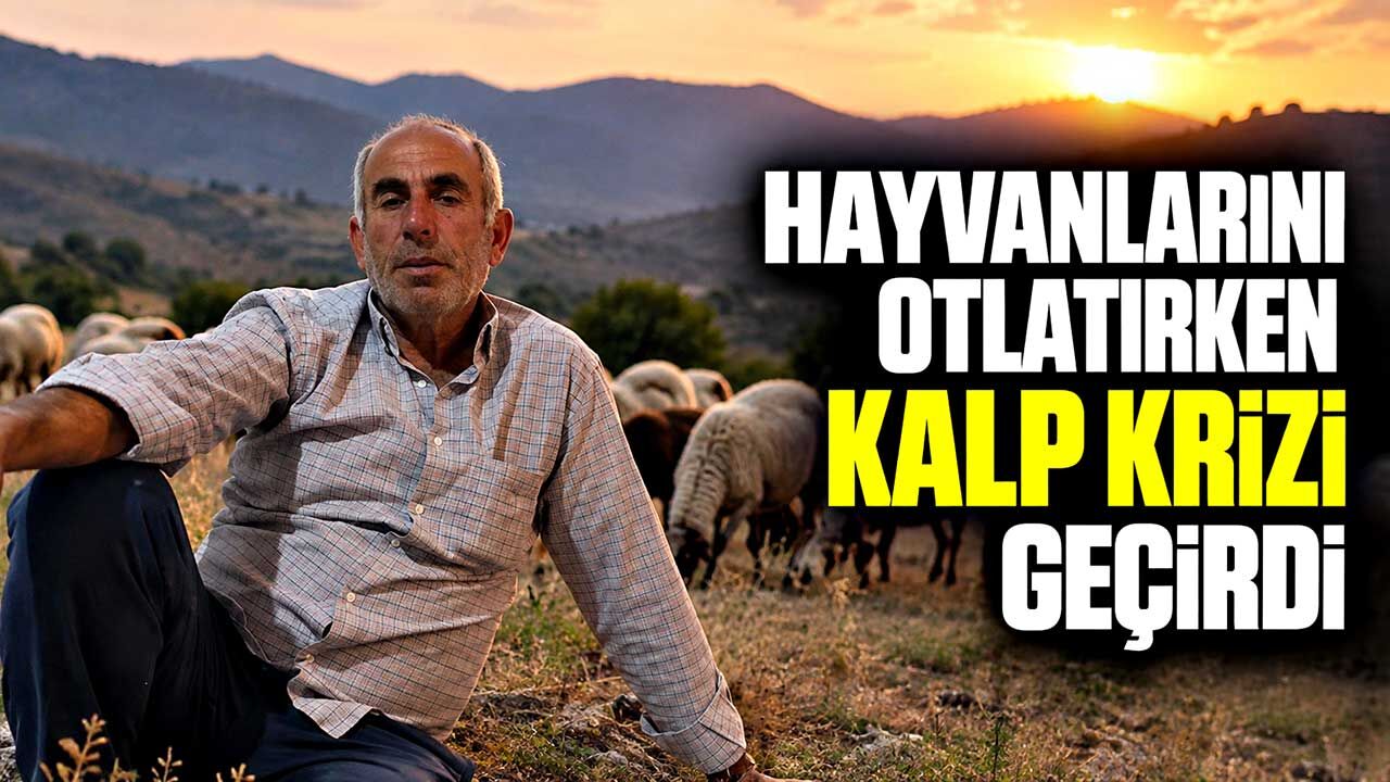 Hayvanlarını otlatırken kalp krizi geçirdi