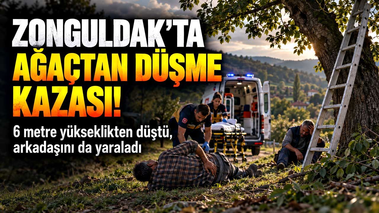 Ağaçtan düştü, merdiveni tutan kişi de yaralandı