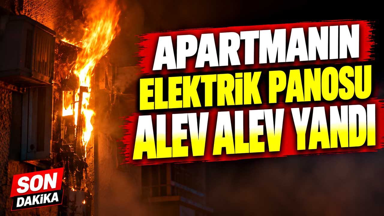 Apartmanın elektrik panosu alev alev yandı