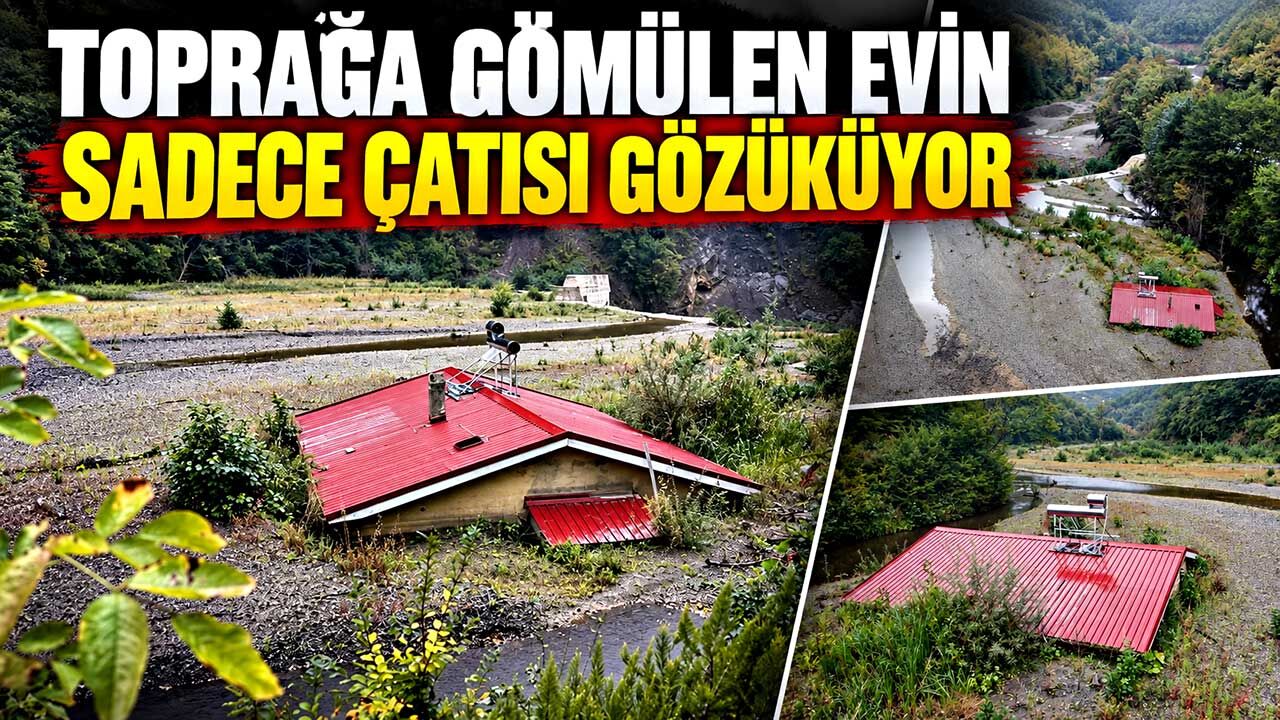 Toprağa gömülen evin sadece çatısı gözüküyor: Görenler hayrete düşüyor