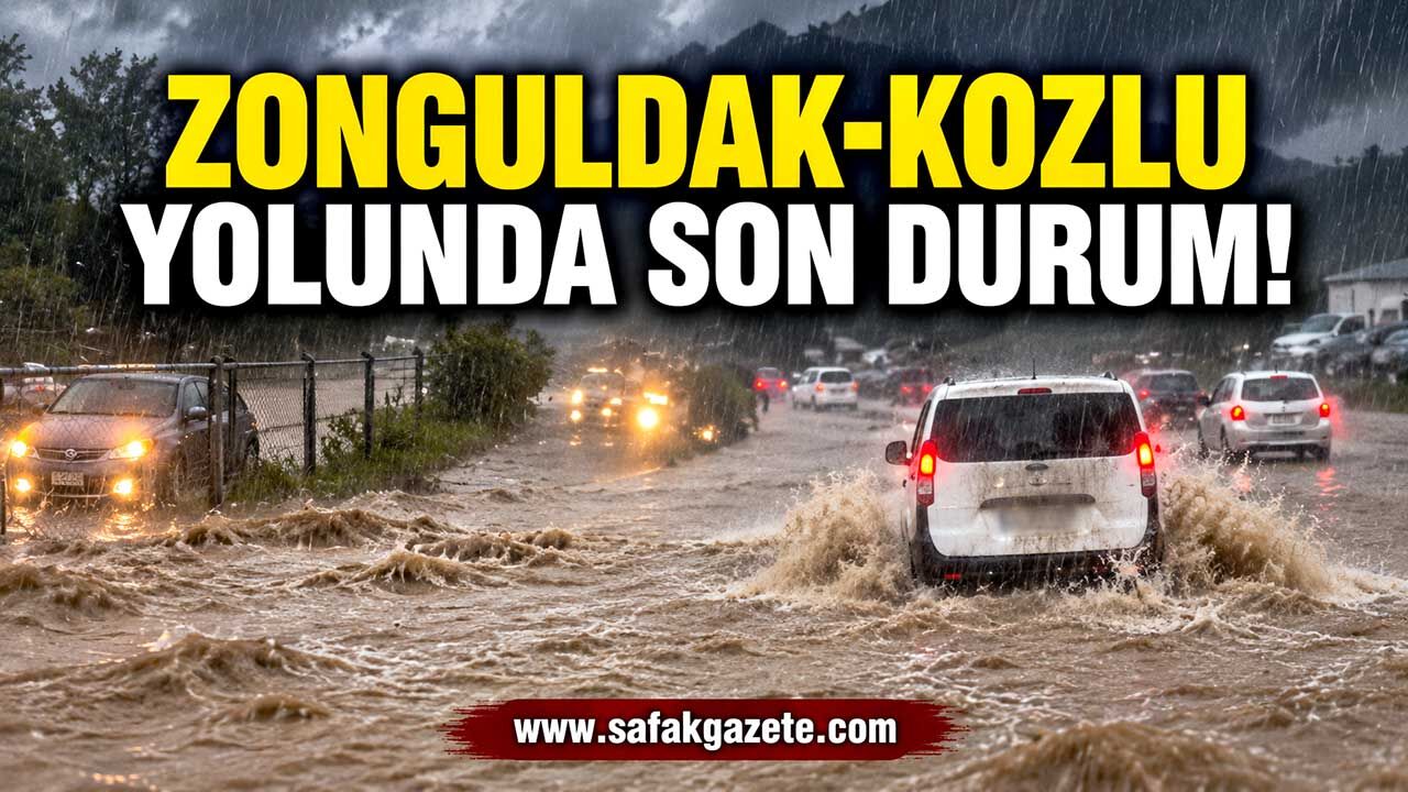 Kozlu Sahil Yolu’nu sağanak vurdu: Sürücüler zor anlar yaşadı!