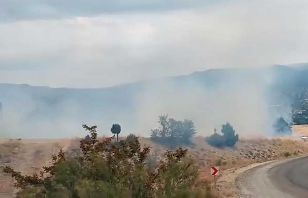 Bolu’da arazi yangını ormanlık alana ulaşmadan söndürüldü