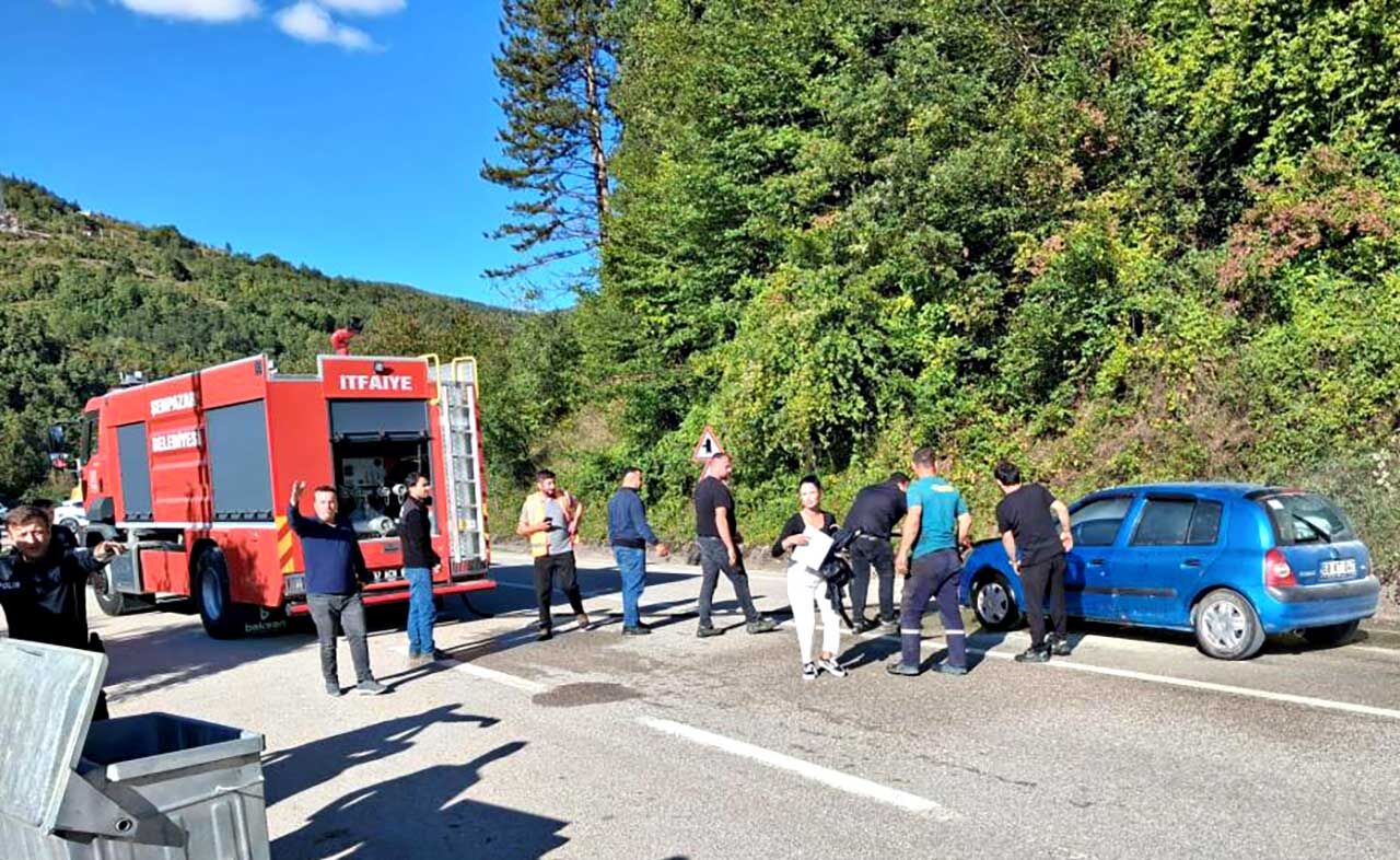 Kastamonu’da seyir halindeki otomobilde yangın çıktı