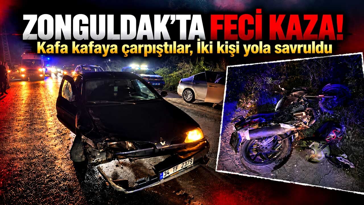 Zonguldak'ta otomobil motosikletle çarpıştı, 2 kişi yaralandı