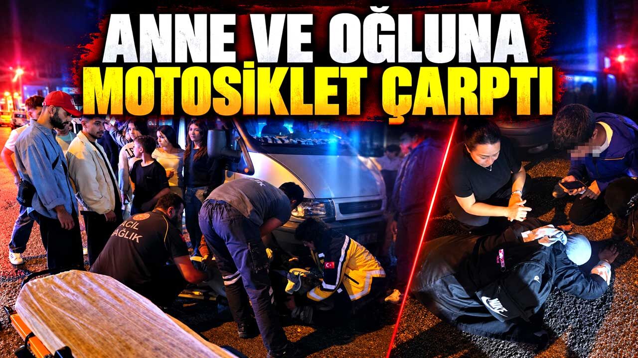 Motosiklet anne ve oğluna çarptı, anne hastanelik oldu