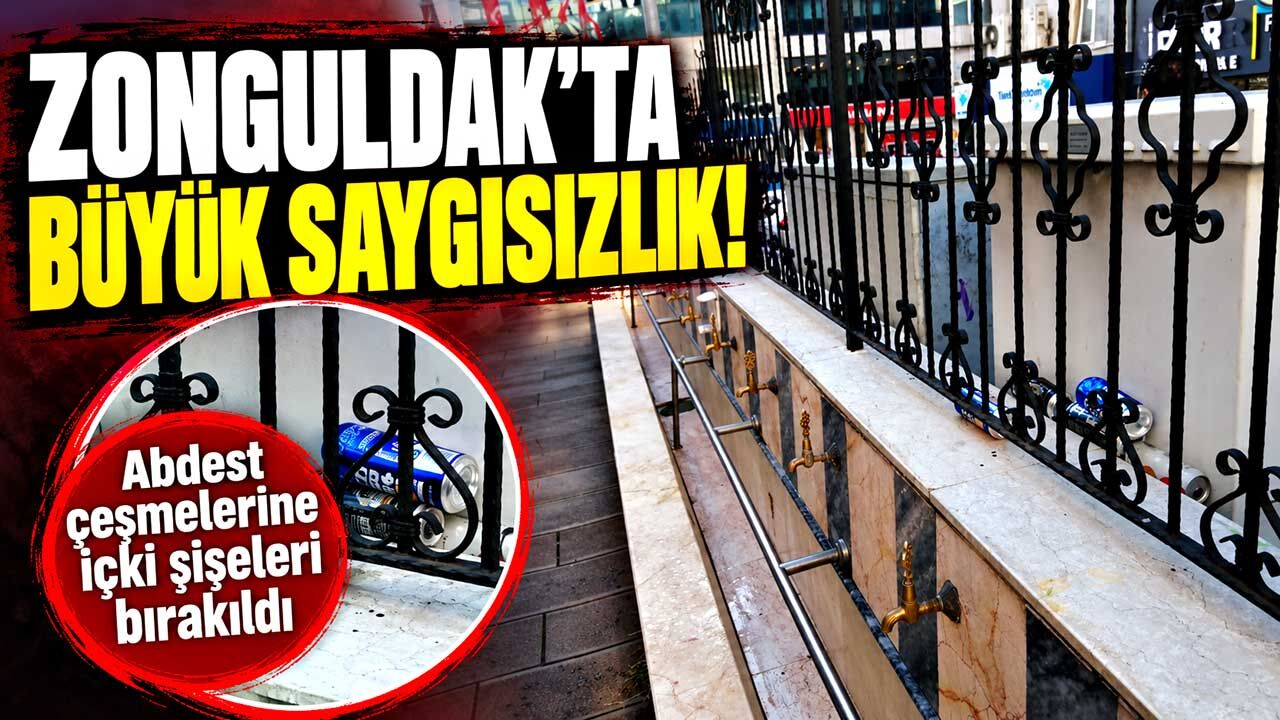 Zonguldak’ta pes dedirten görüntü: Abdest çeşmelerine içki şişeleri bırakıldı