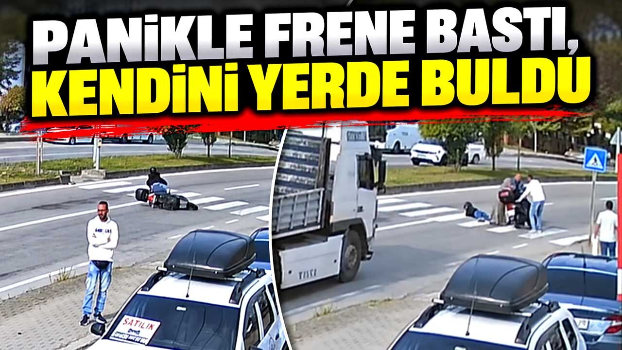 Kırmızı ışığı son anda gördü, motosikletten düştü
