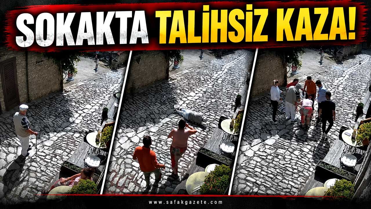 Sokakta talihsiz kaza! Yaşlı adam dengesini kaybedip yere düştü