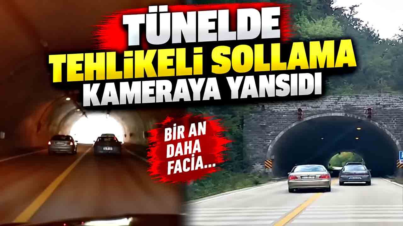 Karabük'te tünelde tehlikeli sollama kameraya yansıdı