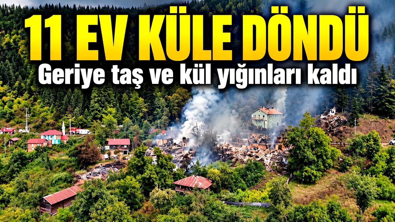 11 ev küle döndü: Köyün son hali havadan görüntülendi