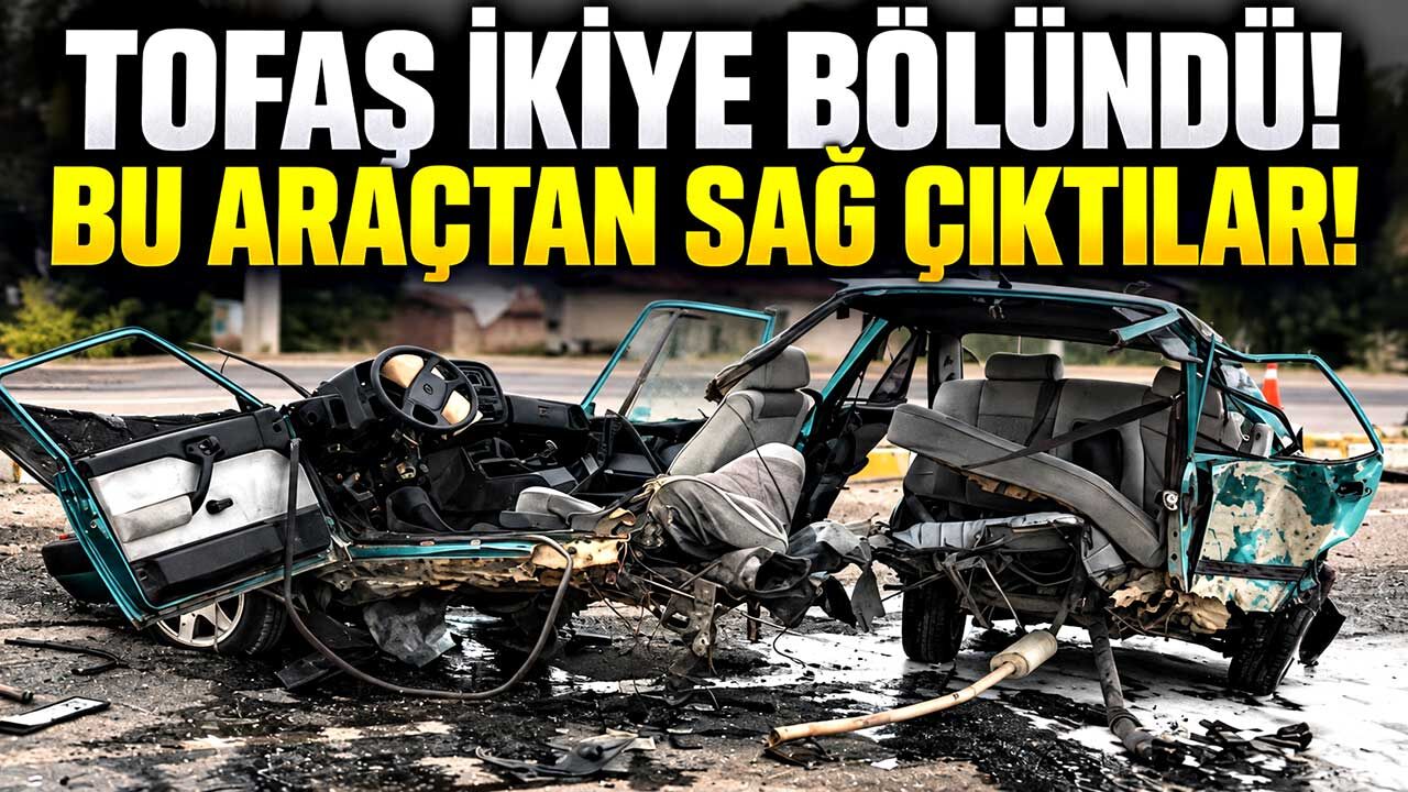 Alkollü sürücünün çarptığı otomobil ikiye bölündü
