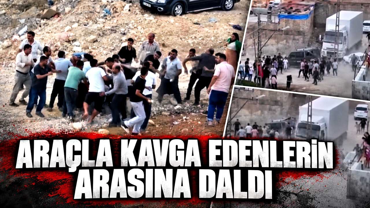 Kavganın ortasına araçla daldı!