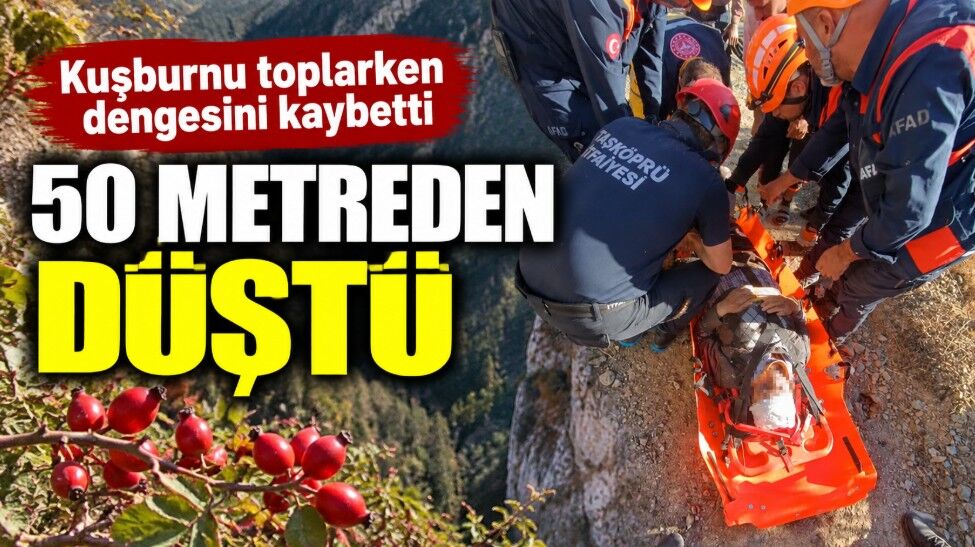 Kuşburnu toplarken 50 metrelik uçuruma yuvarlandı