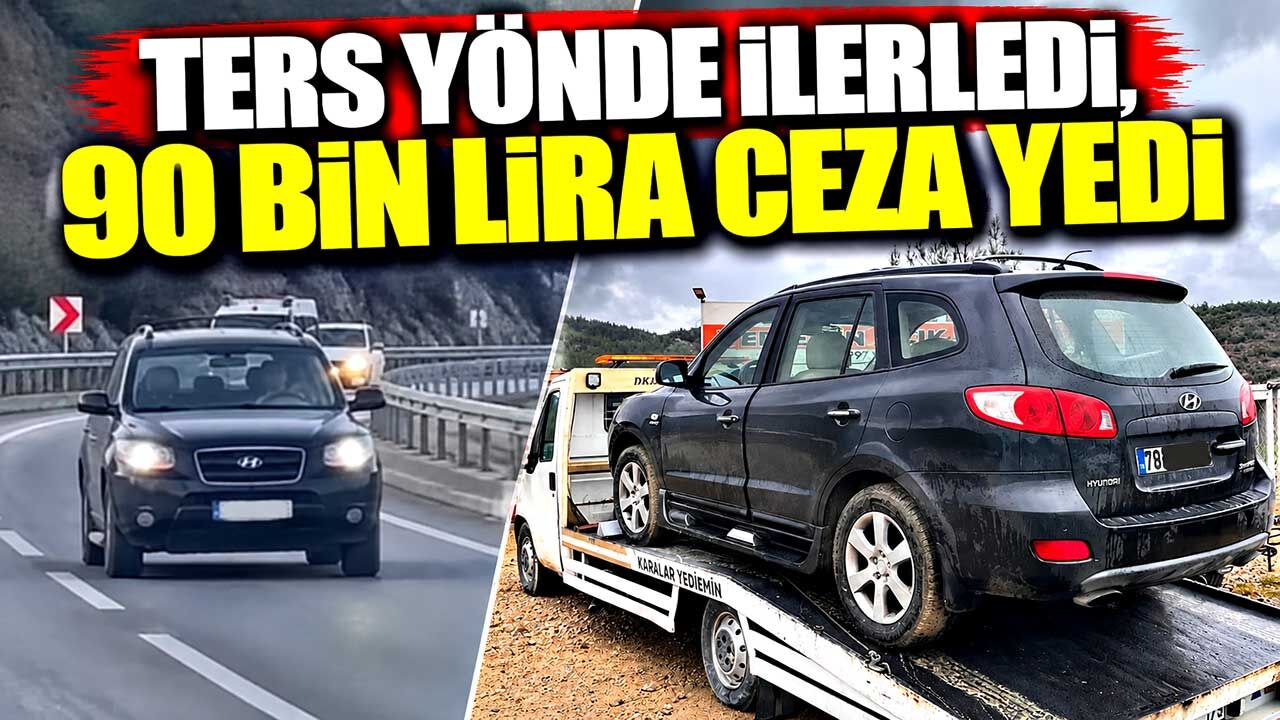 Ters yönde ilerledi, 90 bin lira ceza yedi