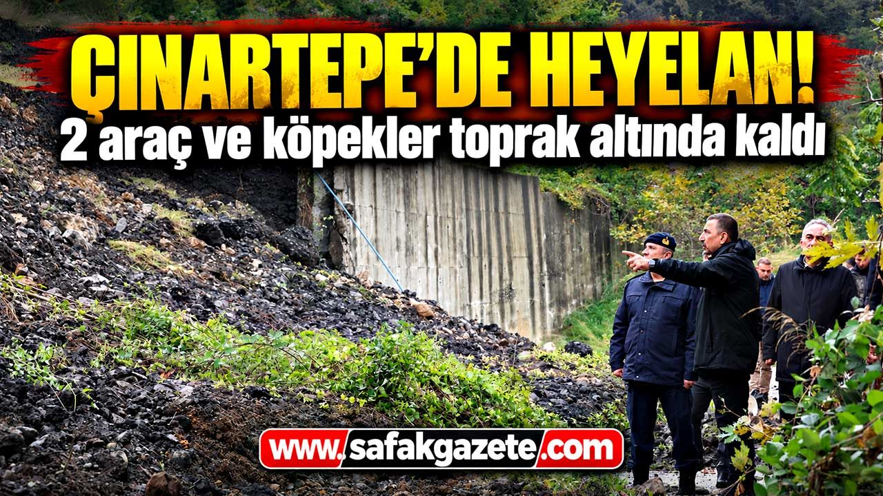 Çınartepe’de Heyelan! 2 araç ve köpekler toprak altında kaldı