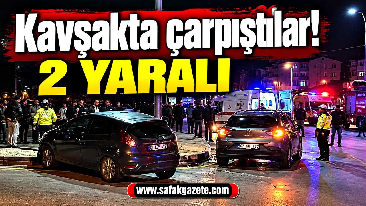 Karabük’te kavşakta iki otomobil çarpıştı: 2 yaralı