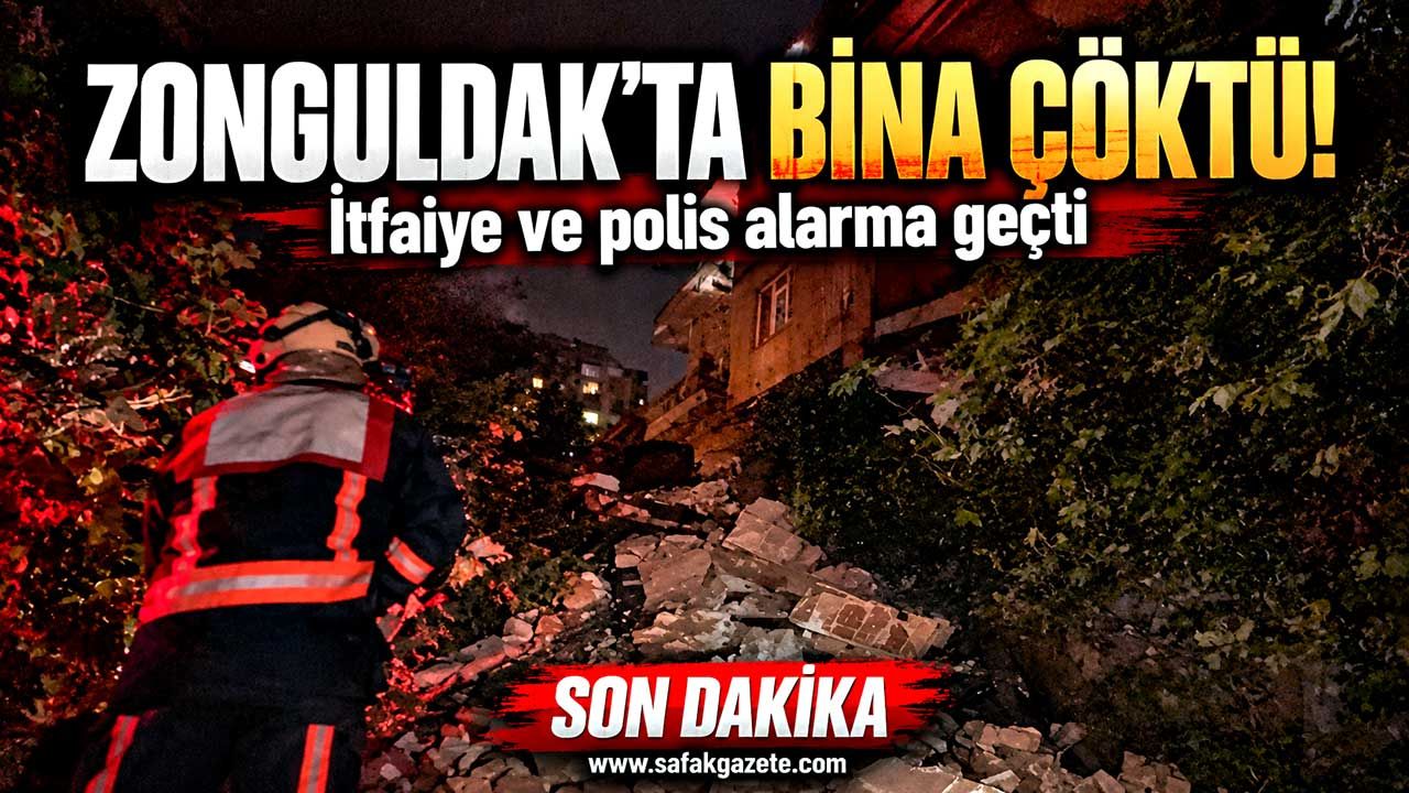 Zonguldak’ta korkutan çökme! Binanın ön cephesi yıkıldı