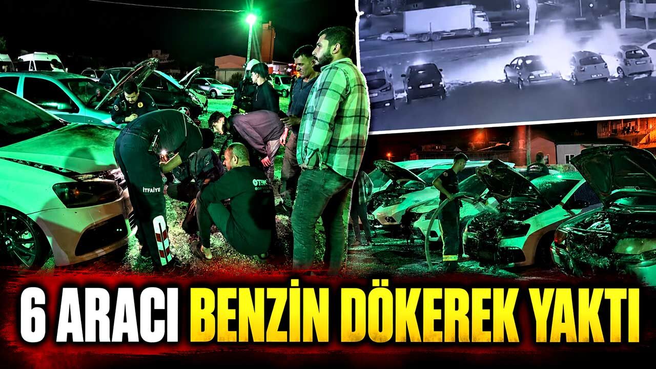 Elinde benzin bidonuyla gelip galerideki 6 aracı ateşe verdi