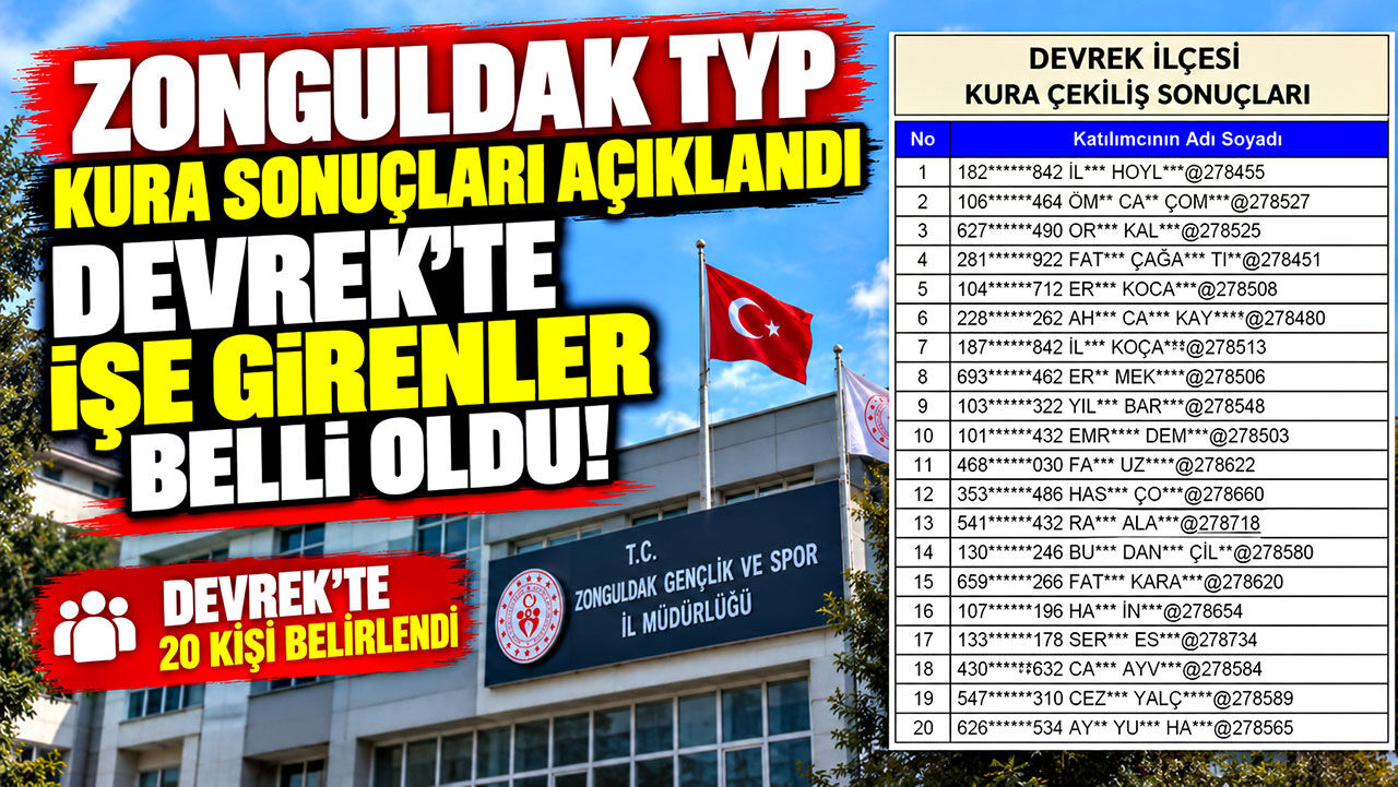 Zonguldak TYP kura sonuçları açıklandı: Devrek’te işe girenler belli oldu!