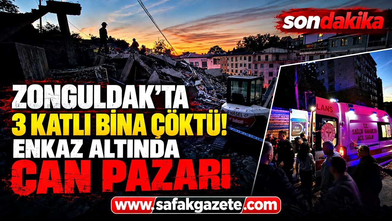 Zonguldak’ta 3 katlı bina çöktü! Enkaz altında can pazarı