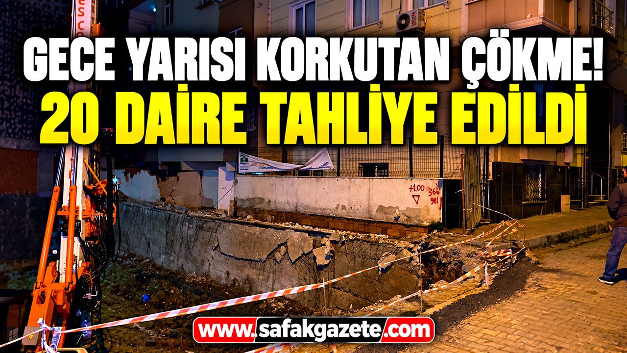 Gece yarısı korkutan çökme! 20 daire tahliye edildi