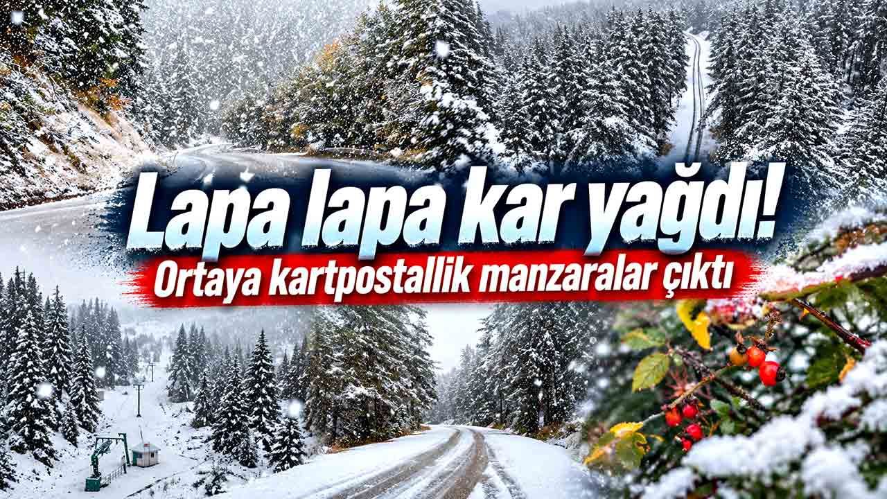 Lapa lapa kar yağdı! Ortaya kartpostallık manzaralar çıktı