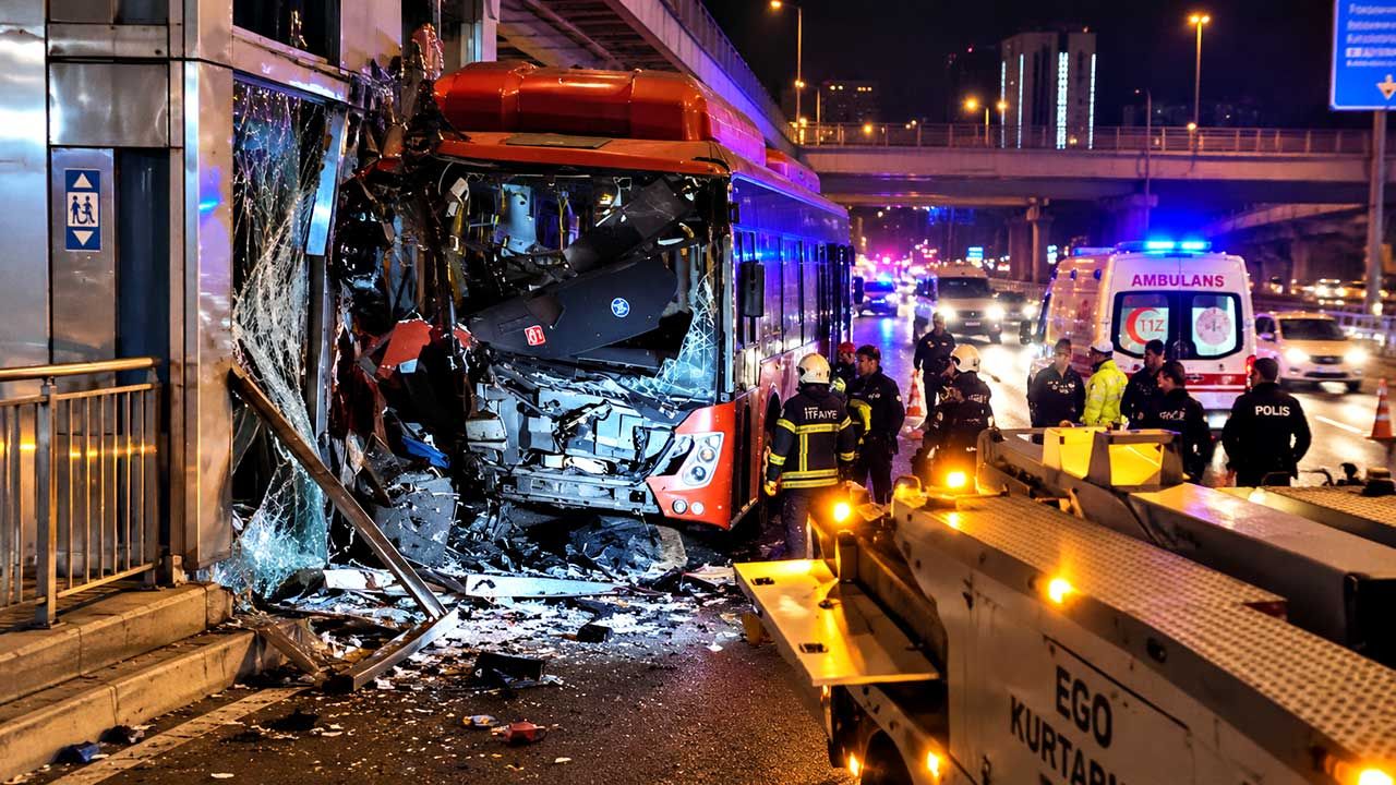 Otobüs Üst Geçi̇de Çarpti 24 Yarali (1)